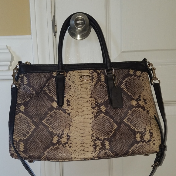 Coach Morgan Python Embossed Leather Satchel - Picture 1 of 7